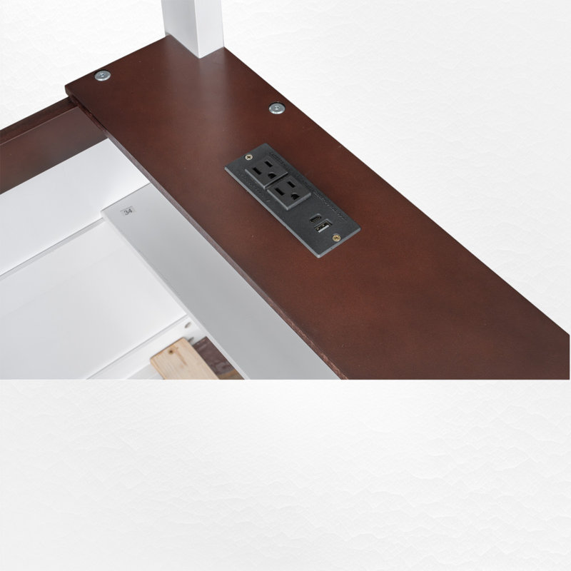 Lit superposé grand sur grand avec rangement et station de charge, Blanc