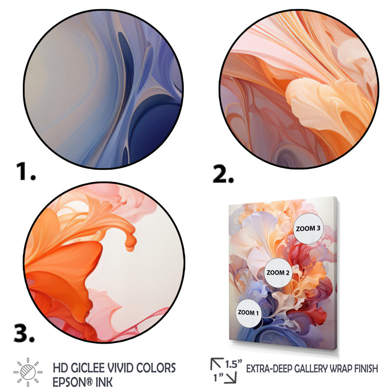 Convergence harmonique fractale orange gris sur toile, Cadre flottant noir, H 32 po x l 16 po x P 1 po