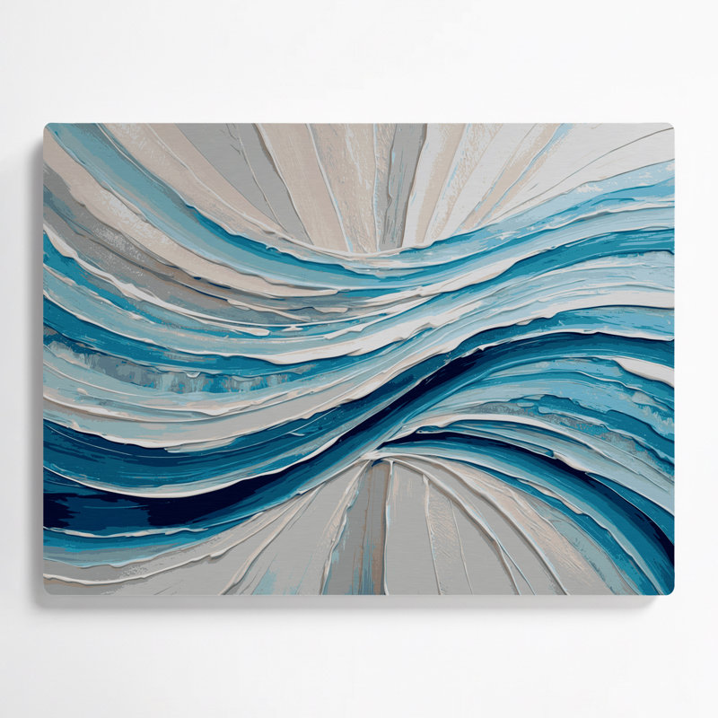 Art mural horizontal rayé bleu glacier, H 11 po x l 14 po