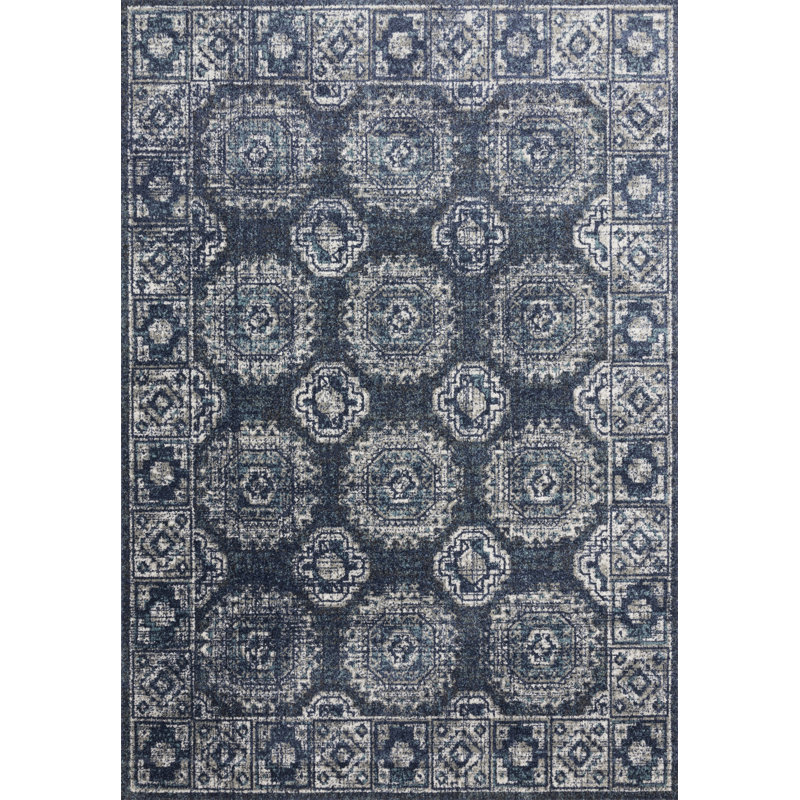 Tapis oriental gris / denim Robson, Rectangle 2 pi 7 po x 4 pi