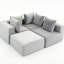 Ensemble de 4 sièges gris en tissu velours côtelé, siège souple, sans assemblage, configuration modulaire pour les espaces de vie confortables, sièges, structure, pièces principales configurables