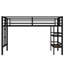 Lit mezzanine simple en métal noir, garde-corps, rangement, conception minimaliste classique, assemblage facile, lit de 350 lb avec rangement et