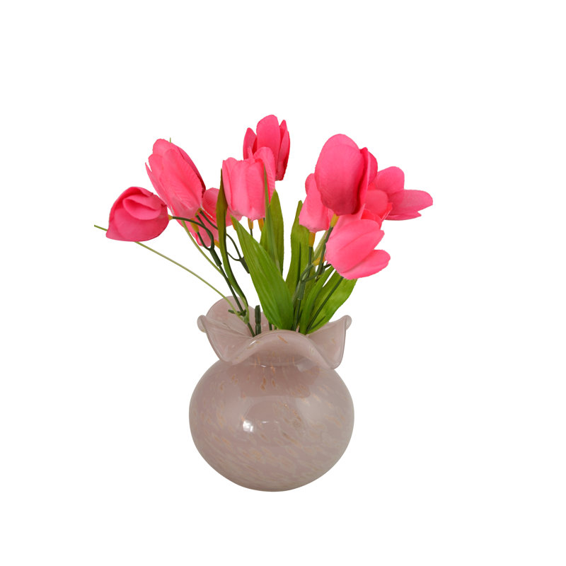 5" and Gold Speckled Glass Vase, Pink