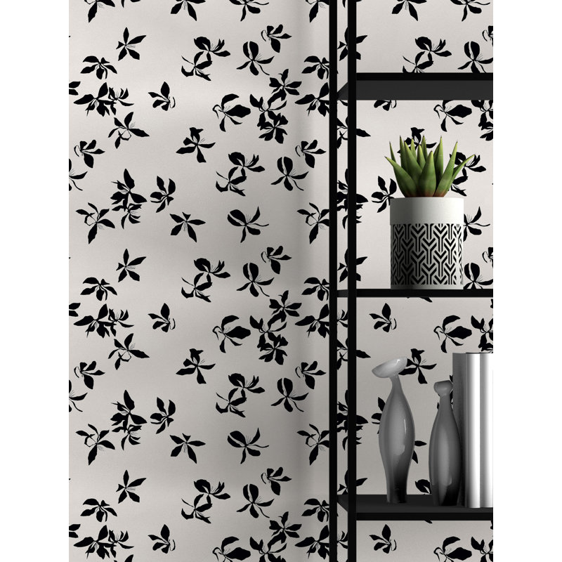 Susan Hable Floral Wallpaper Roll by Susan Hable, Black/Cream