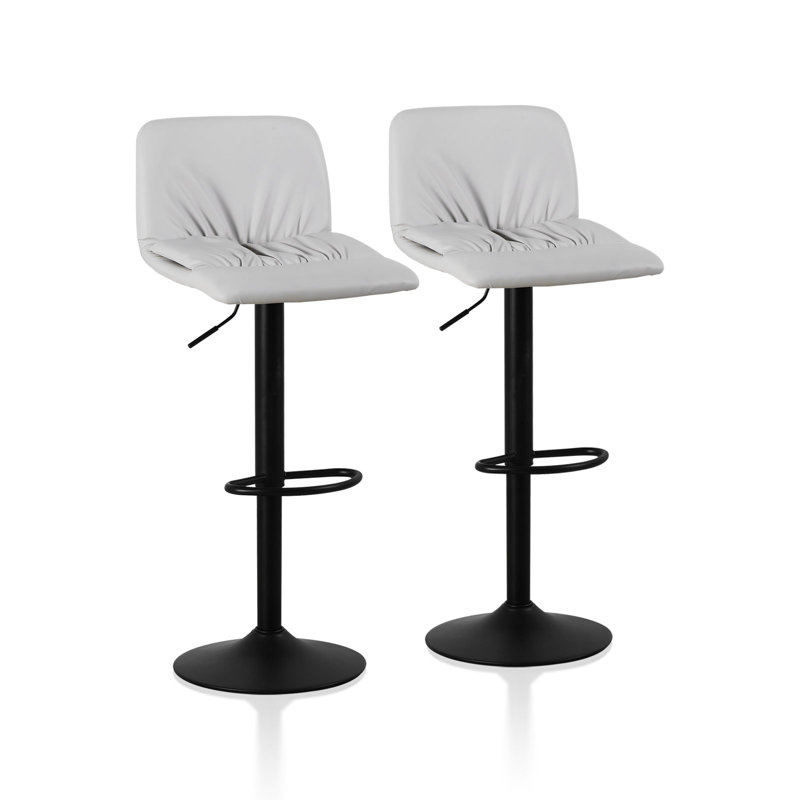 Laveta Swivel Upholstered Adjustable Height Counter Stool with Metal Frame, Cream