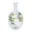 D9.1x16.5 "Vase en verre transparent arrondi avec col étroit et motif botanique vert et or