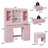 Durnan Vanity & Stool ,LED Lights And Power Outlet, Bedroom Makeup Vanity Table With 2 Glass Storage Cabinet And 7 Drawers-1264820924