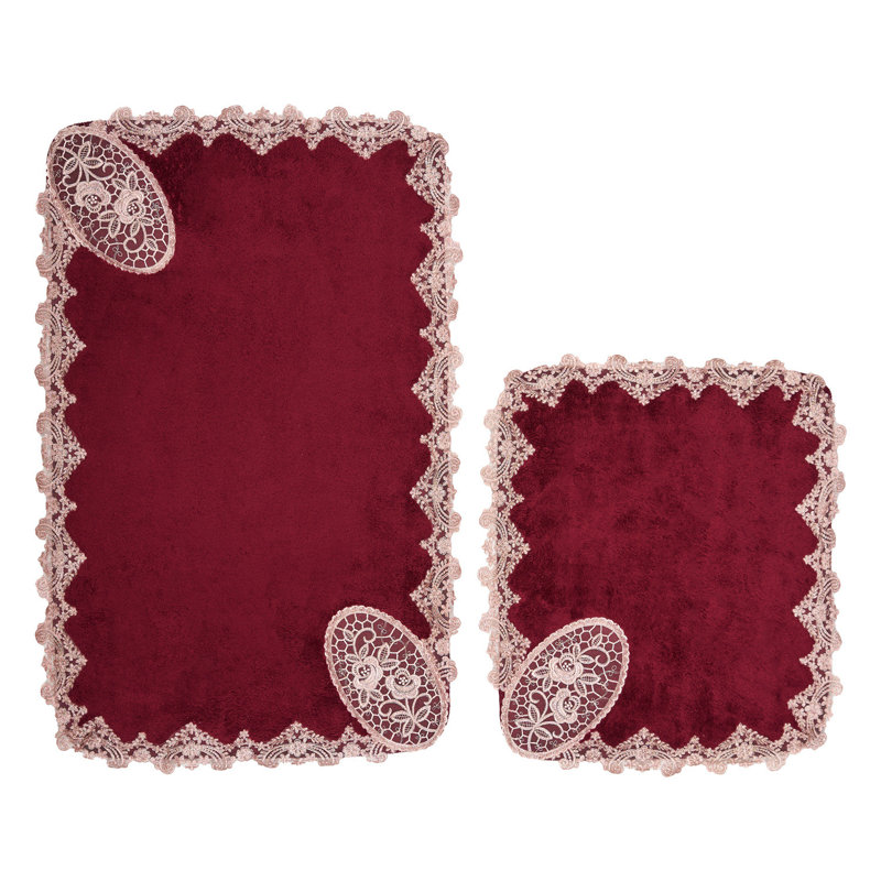 Boerner 2 Piece Bath Mat Set, Claret Red