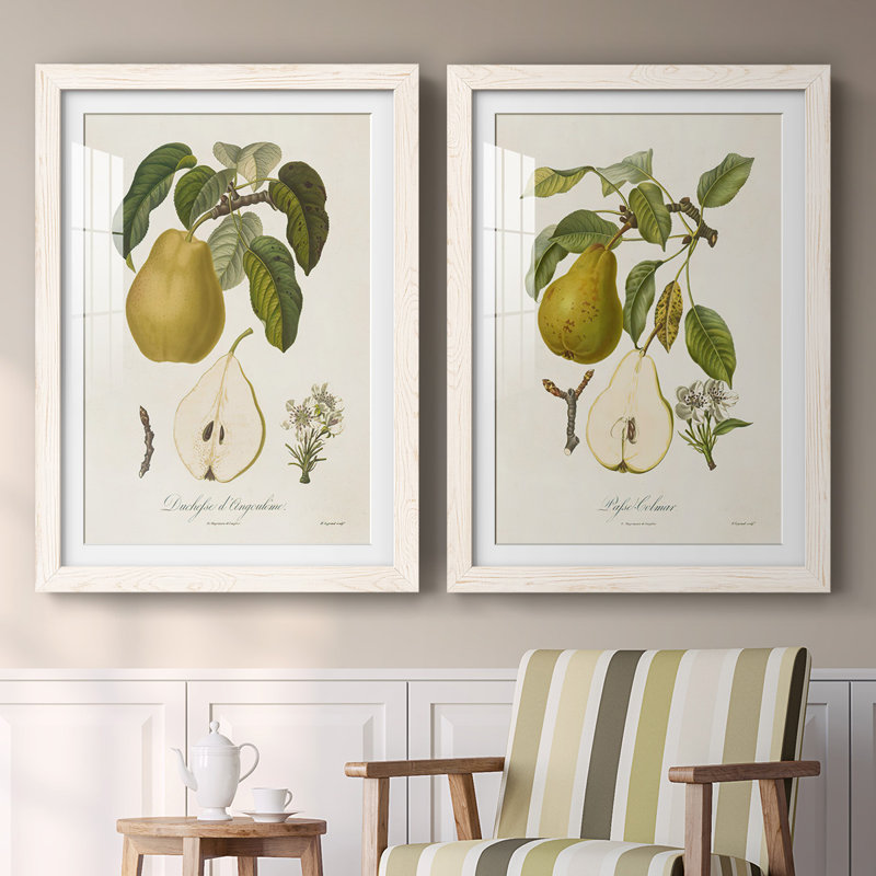 «Vintage Pears I-Premium», reproduction encadrée prête à être accrochée, Blanc, H 27,5 po x l 75 po x P 1,5 po