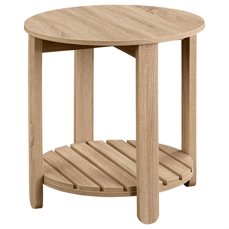 1-Shelf Round Engineered Wood Side End Table