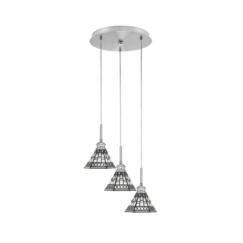 Luminaire suspendu en grappe 3 lumières Array, H 11 po x l 12,75 po x P 12,75 po, Nickel brossé