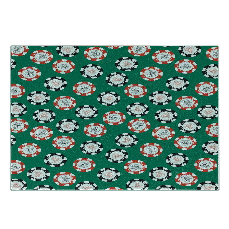 Ambesonne Green Black Tempered Glass Cutting Board Chips Pirate Jade Green Red