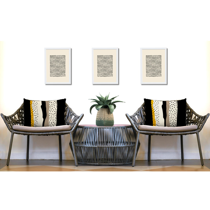 Willow Abstract Outdoor Reversible Throw Pillow, Yellow/Off White/Beige/Black