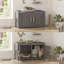 31.98"W Cat Litter Box Enclosurer Cabinet Pet House(Light Brown/Grey)-1705053385