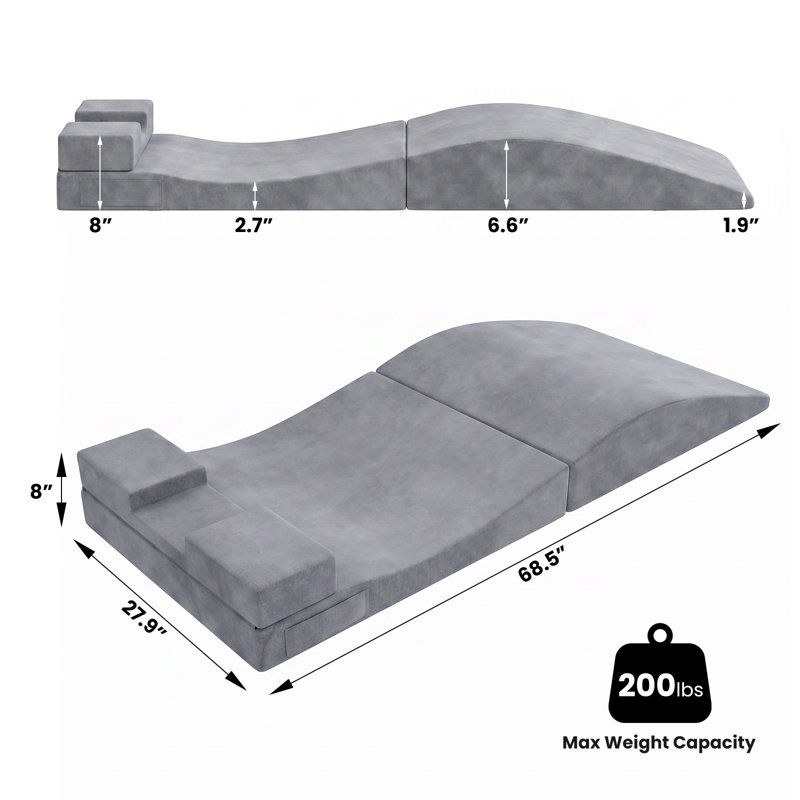 Ergonomic Lash Bed Topper with Lash Pillow, Foldable Foam Cushion for Lash Extensions and Beauty Salon, Curvy Massage Cushion