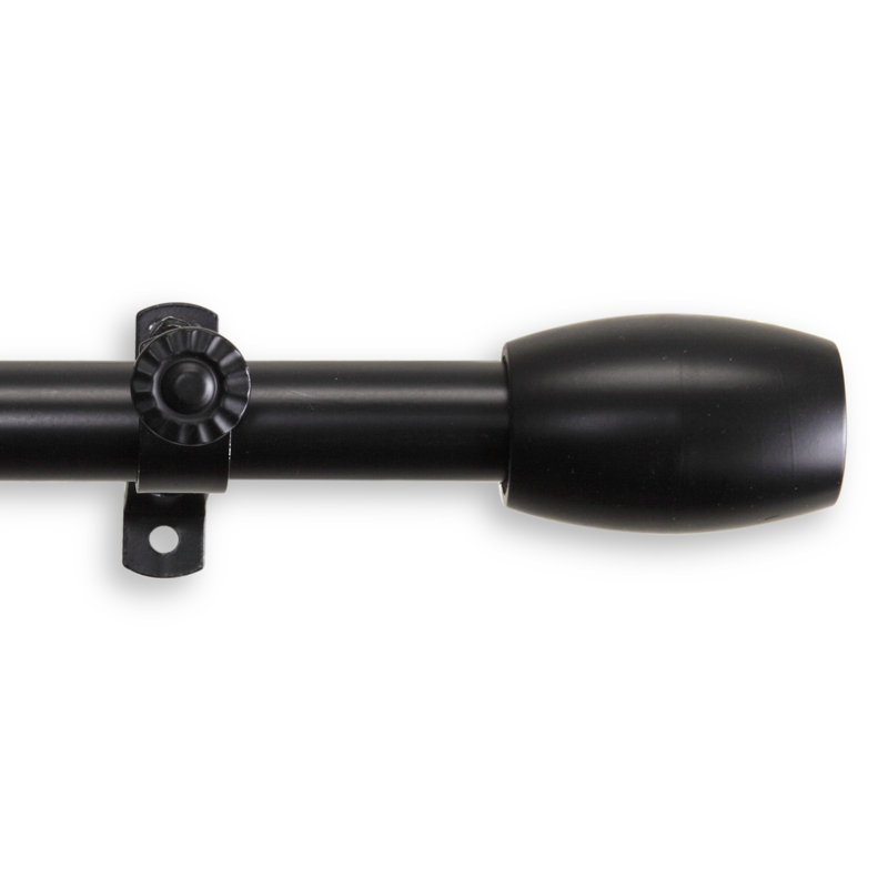 Tringle à rideaux simple à face maymie, Noir, H 2,5 po x l 48 po x P 1,38 po