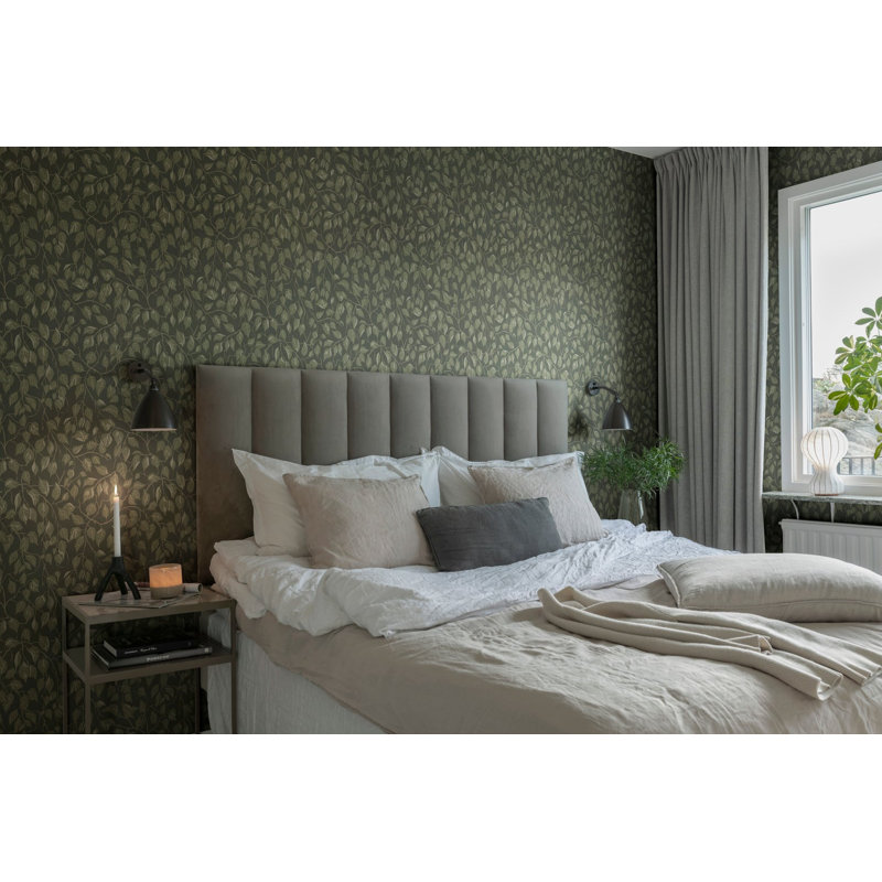 Ester Hangbjork Tree Leaf Wallpaper, Dark Green