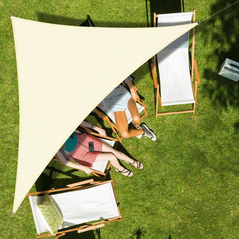 LOVE STORE Voile d'ombrage triangulaire de taille personnalisée, Crème, 7 pi x 10 pi x 12,2 pi