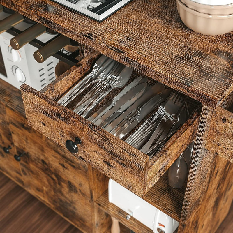 Rolling Kitchen Island Cart With Drop-leaf, Storage Solution with Wine Rack, Storage Cart for Kitchen, vintage Brown