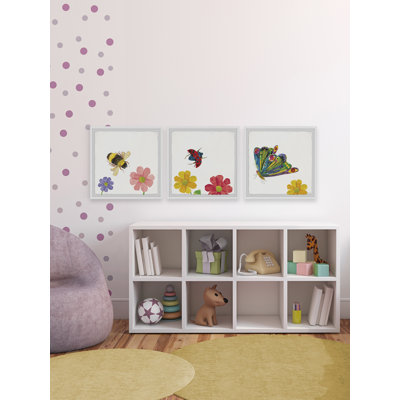 Friendly Insects 3-Piece Set Framed Print