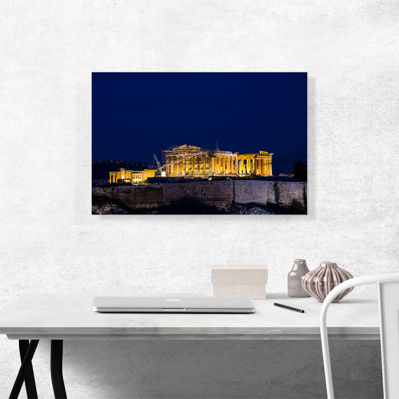 Parthénon, Athènes, Grèce la nuit, reproduction de photo sur toile tendue, H 18 po x l 26 po x P 1,5 po
