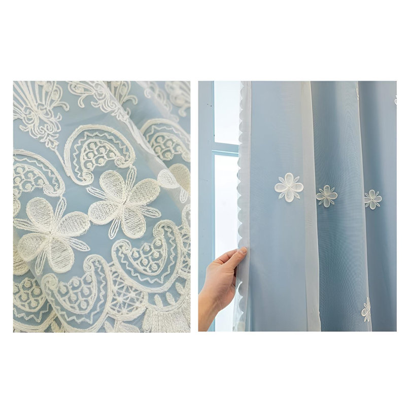 Ele Room Darkening Single Curtain Panel, Blue