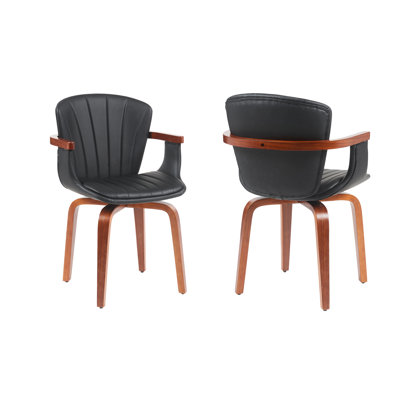 Ensemble de 2 chaises de salle à manger pivotantes Mid-Century en bois de polyuréthane revêtu de polyuréthane