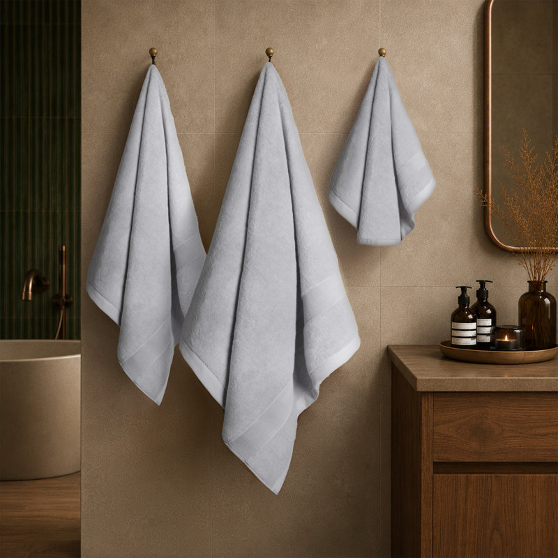 Ensemble de serviettes de bain 100% coton de qualité supérieure 700 g / m², 6 pièces très doux et absorbant, Silver Grey