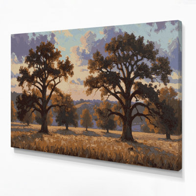 «Farm Oak Trees», art mural sur toile noire