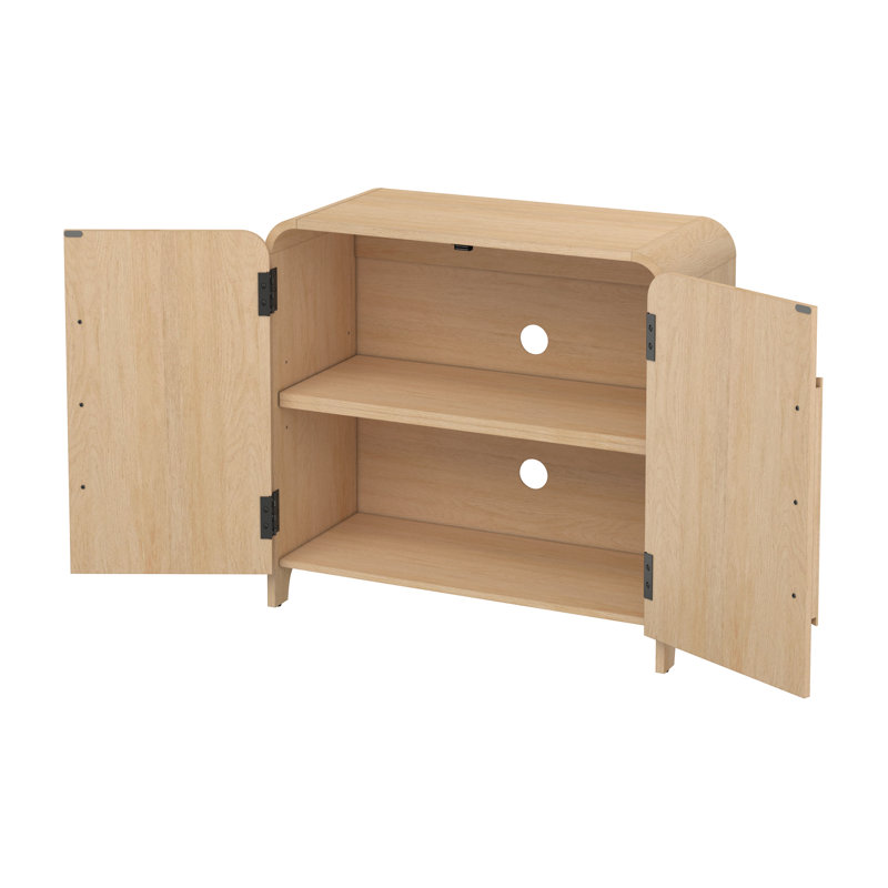 Modern Curved 32" Entryway Accent Cabinet, Coastal Oak