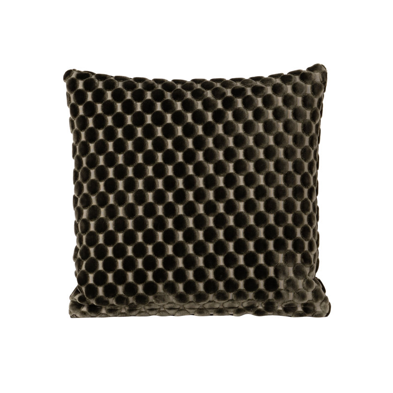 Oreiller en velours Nirvan, Vert, Carré 16 po, Polyester