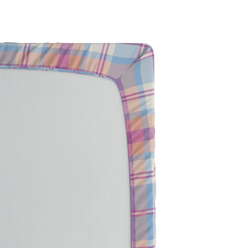 Microfiber Plaid Fitted Sheet, Full Fitted Sheet, Purple Blue, Plaid 4