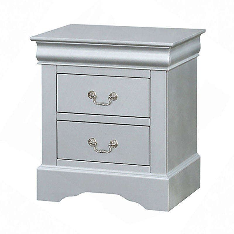 White 2-Drawer Nightstand, White