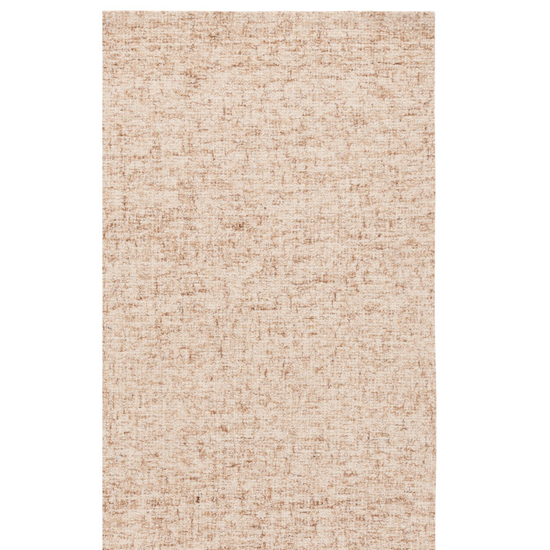 Abstract 175 Hand Tufted Wool; Cotton No Pattern Rug in Light Brown/Ivory, Rectangle 5' x 8'