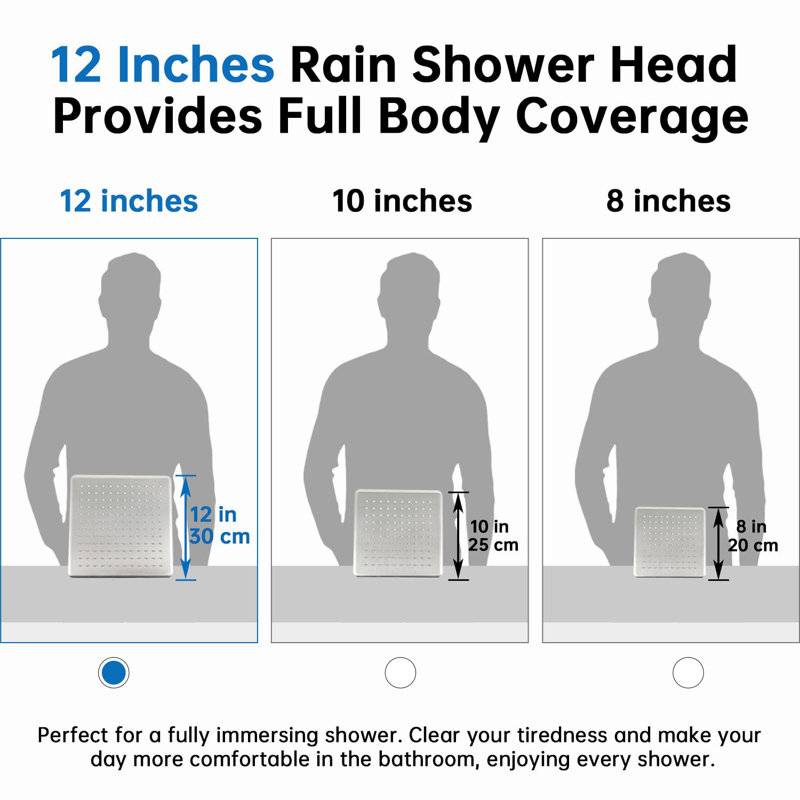 12 Inches Rain Shower Head, 3-Way Diverter With Pause Setting, 11 Inches Adjustable Extension Arm, Brushed Nickel