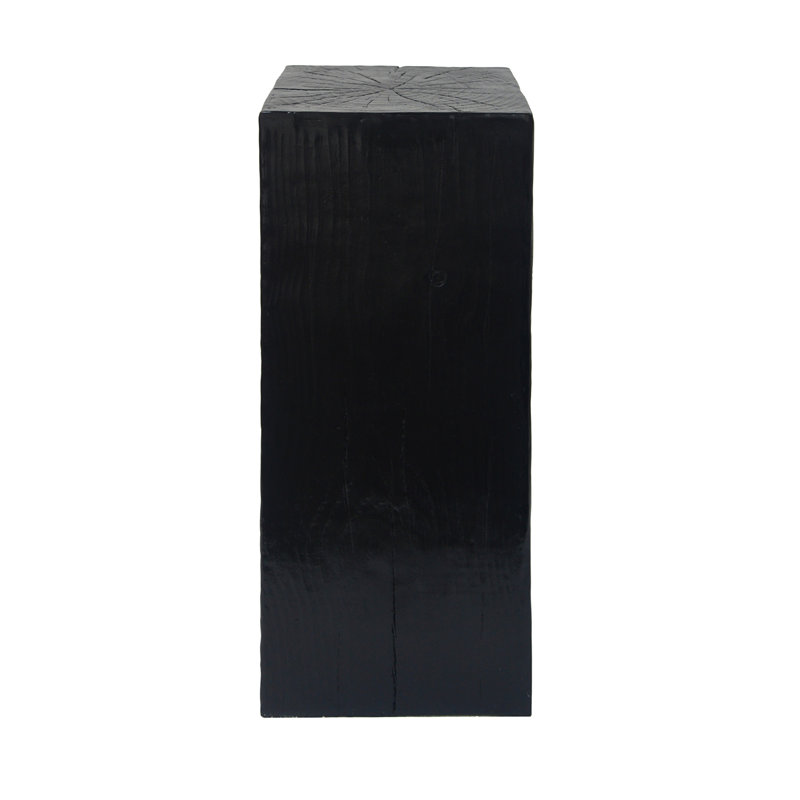 Wood-Look Square-Column MGO End Table,Wood-Like Distressed Finish, Mix With Different Heights, Indoor Outdoor Use, Black