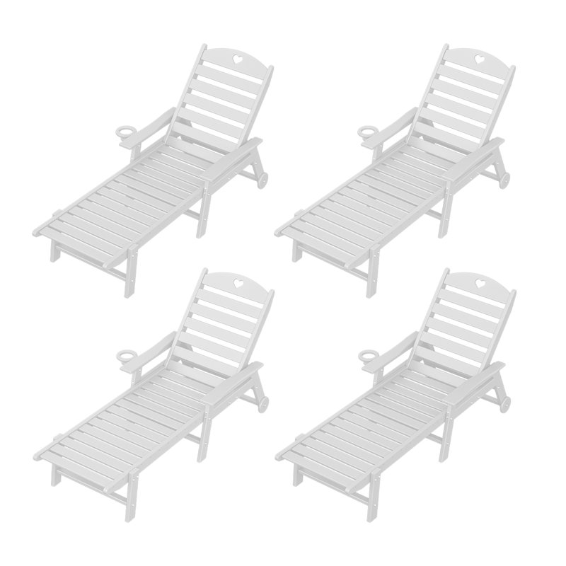 HDPE Patio Lounge chair(4Piece), White