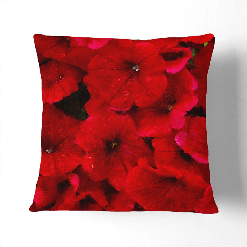 Seeing Red Flowers Scatter Cushion with Filling, 40cm H x 40cm W x 15cm D