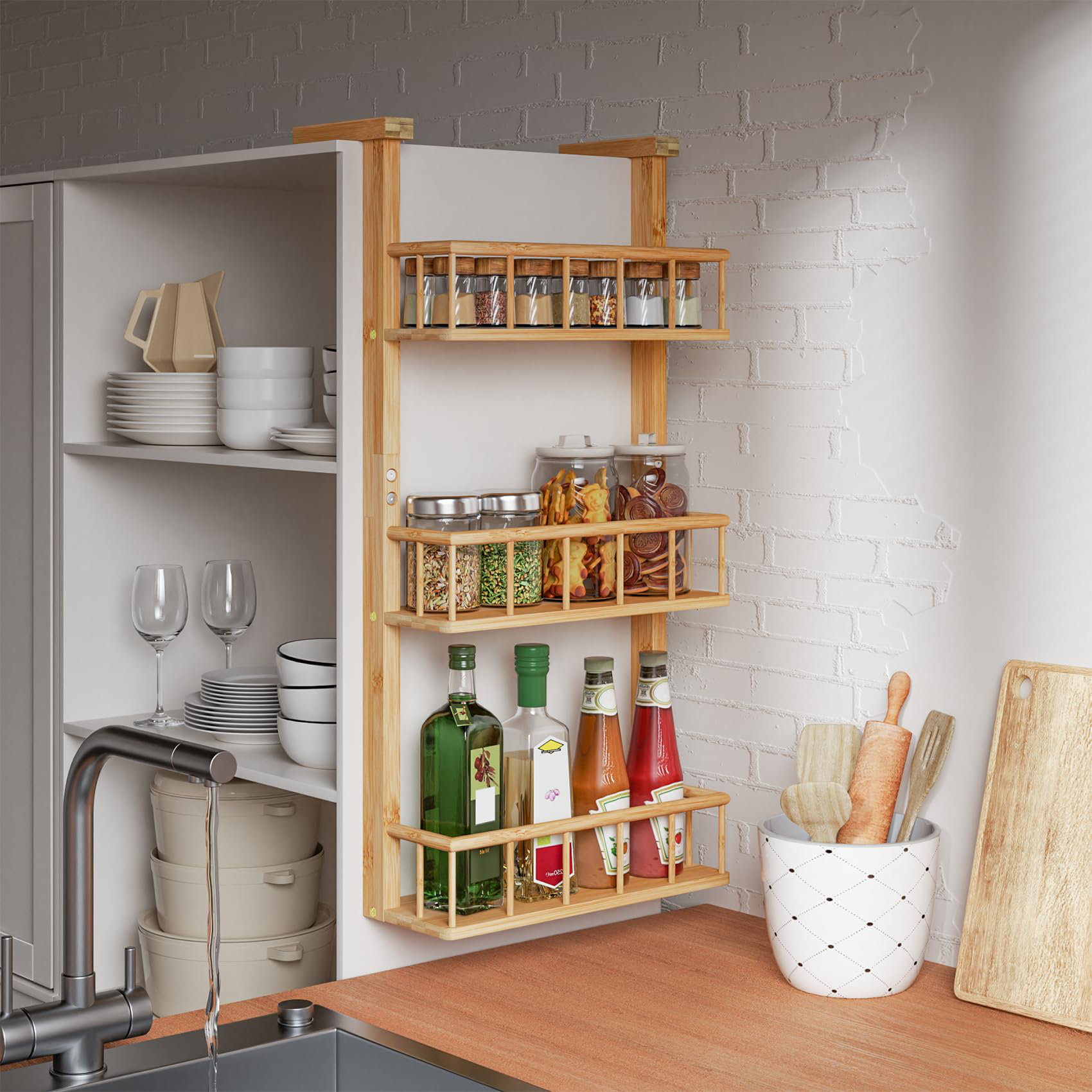 Lark Manor™ Hanging Spice Rack For Refrigerator Tier Bamboo