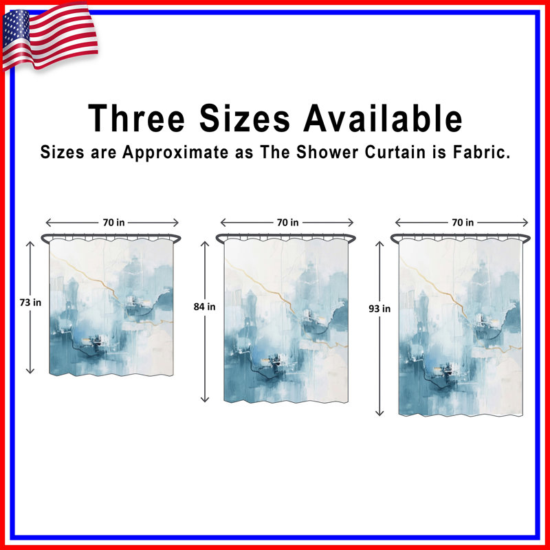 Rideaux de douche abstrait bleu abstrait, L 70 po x H 93 po