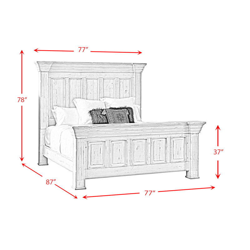 Rustic Brown Pine Wood Queen Bed with Headboard