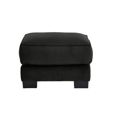 Pouf modulaire en velours côtelé noir, élément sectionnel emboîtable avec coussin lombaire