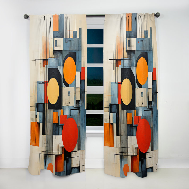 Kimblyn Constructivism Construit Horizons V - Rideau moderne - Velours obscurcissant - 1 panneau, L 52 po x L 90 po