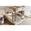 Grand lit superposé avec rangement, couleur beige et naturelle, bois massif, tablettes, crochets et sommier sans matelas requis pour le placement de matelas-876293385