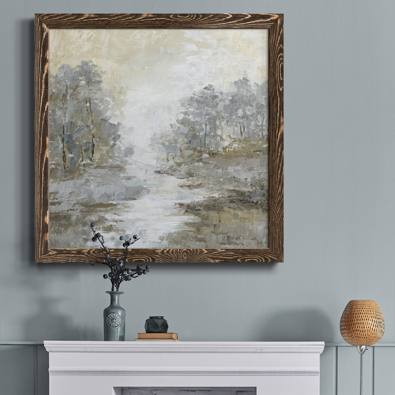 Toile encadrée «Soft Sunday I» - prêt à accrocher, H 31,5 po x l 31,5 po x P 1,5 po, Cadre en chêne