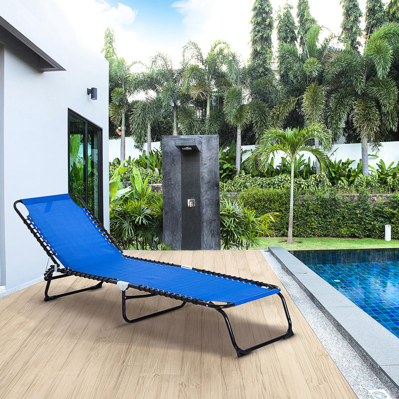 Siège de camping en filet respirant: 4 sièges inclinables extérieurs pliables - Chaise de jardin bleu foncé: pliable avec