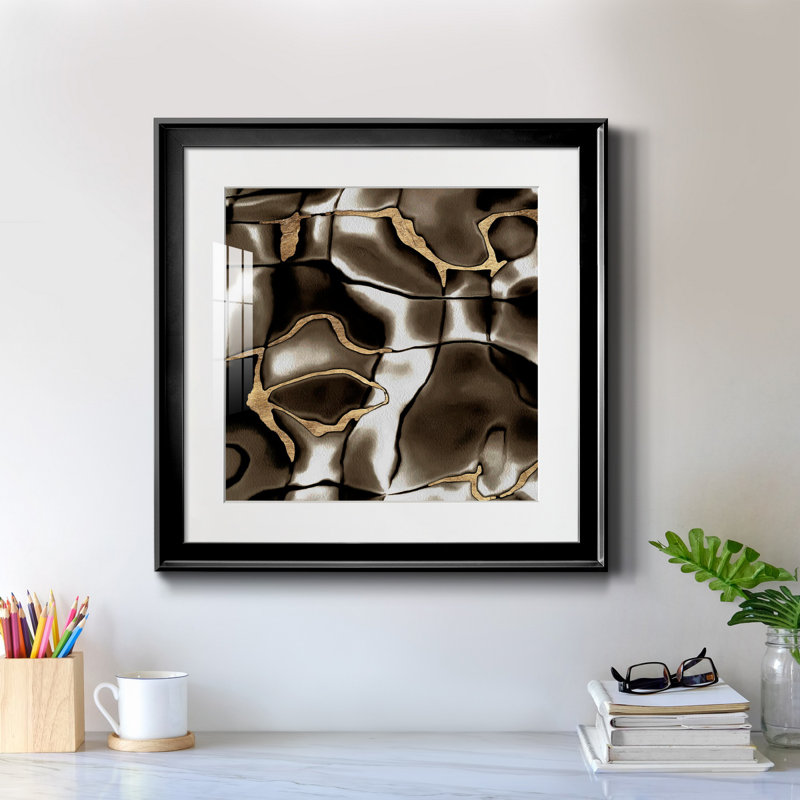 Golden Shimmer I - reproduction de cadre photo, H 17,5 po x l 17,5 po x P 1,5 po, Cadre noir