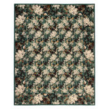 Silva Machine Woven Wool Floral Area Rug in Cerulean/White/Orange