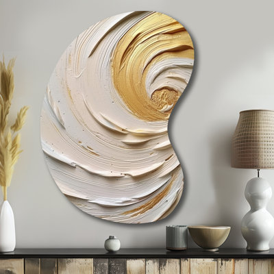 Or éternel tourbillon doré IV - forme irrégulière, spirales abstraites, art mural en métal, reproduction de sculpture murale asymétrique