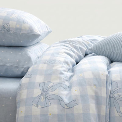 Housse de couette en vichy bleu